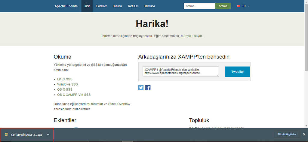 XAMPP İndirme